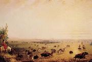 Miller, Alfred Jacob Surround of Buffalo by Indians oil on canvas